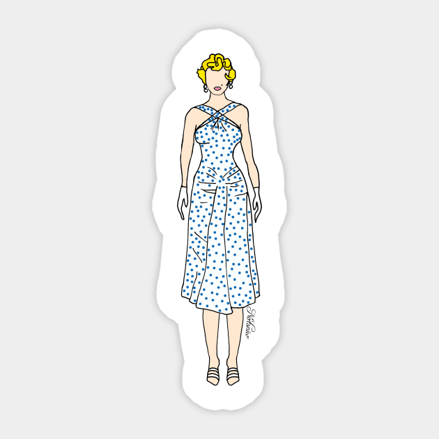 Blue Polkadot Dress Sticker by notsniwart